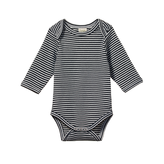 Cotton Long Sleeve Bodysuit Navy Stripe