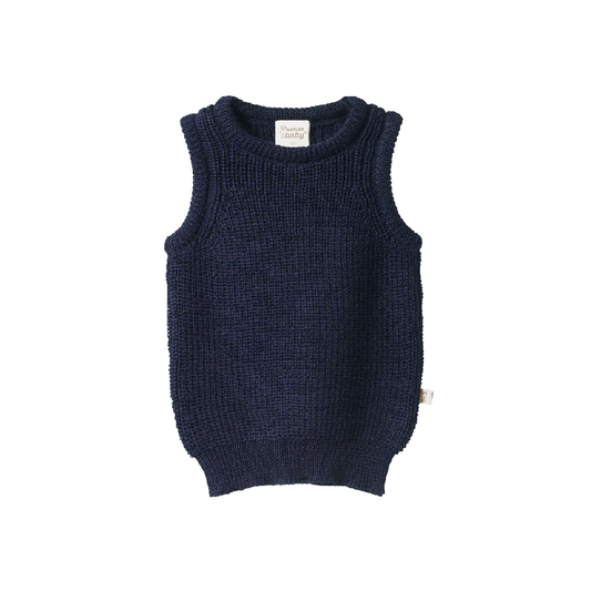 Merino Chunky Knit Vest Navy