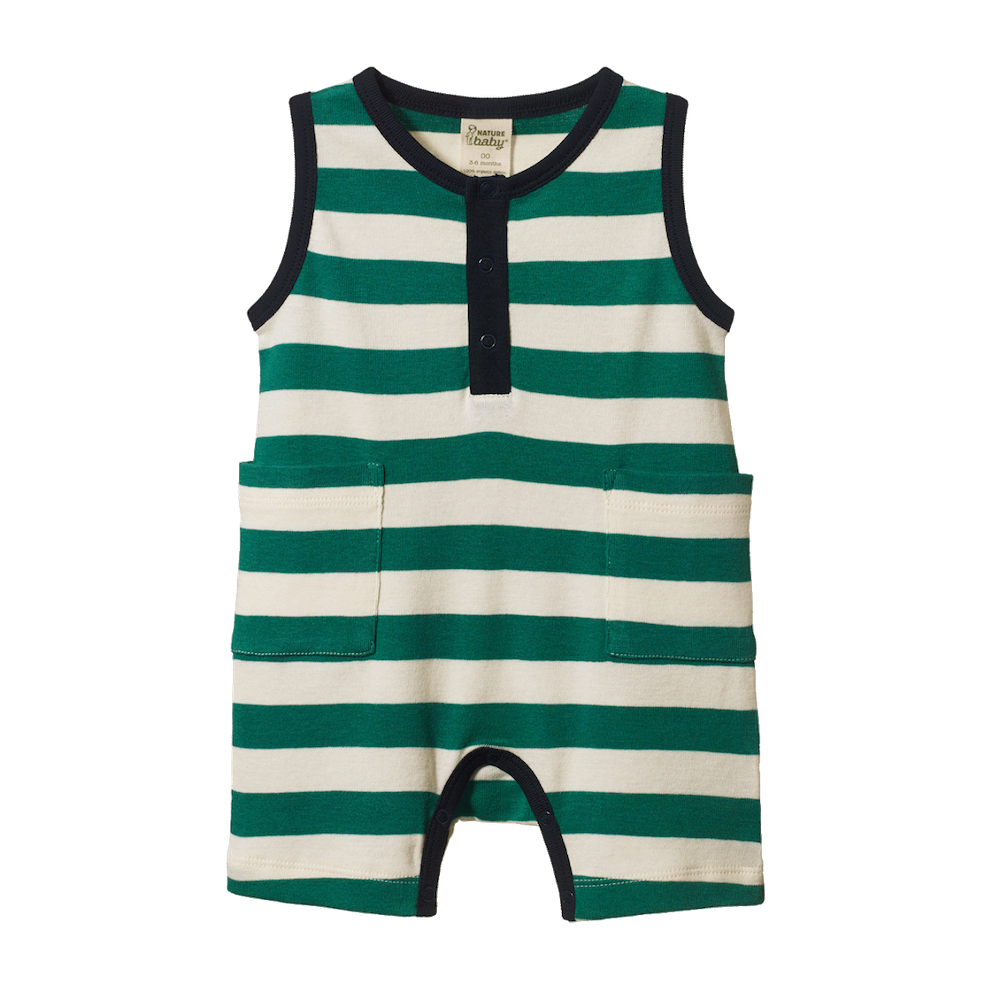 Peppermint/Navy Stripe Camper Suit