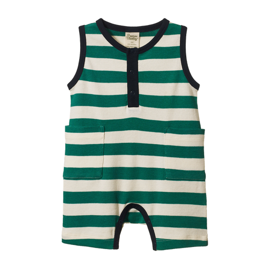 Peppermint/Navy Stripe Camper Suit