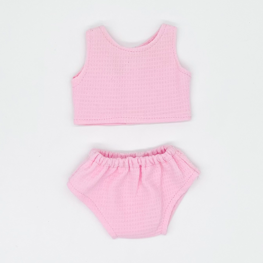 Pink Waffle Knit Doll Underwear Set