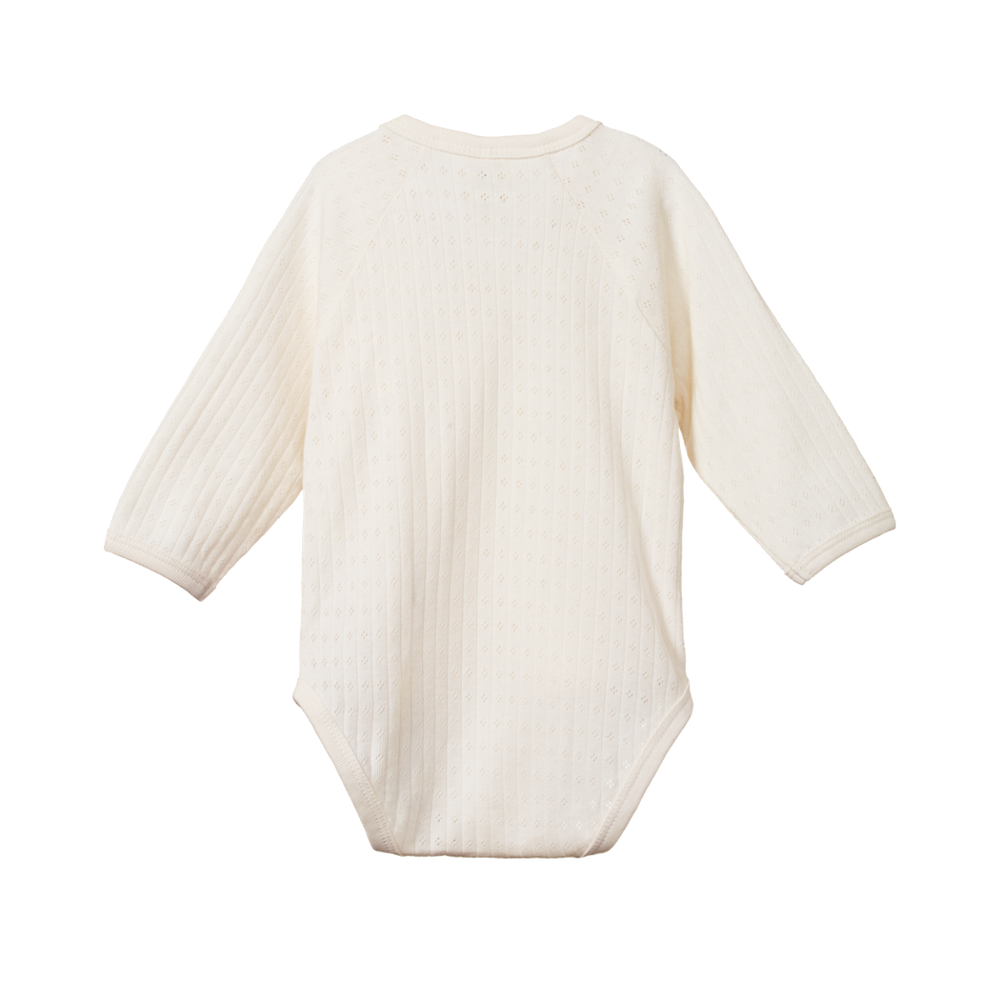 Pointelle Kimono Long Sleeve Bodysuit Natural