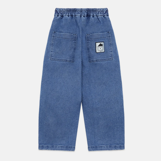 Pom Pom Dog Denim Pants - Blue