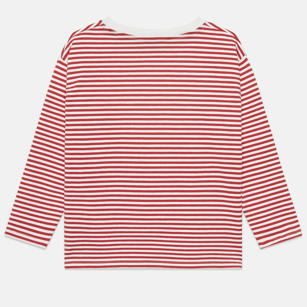 Pom Pom Dog L/S T-Shirt - Stripes Red and White
