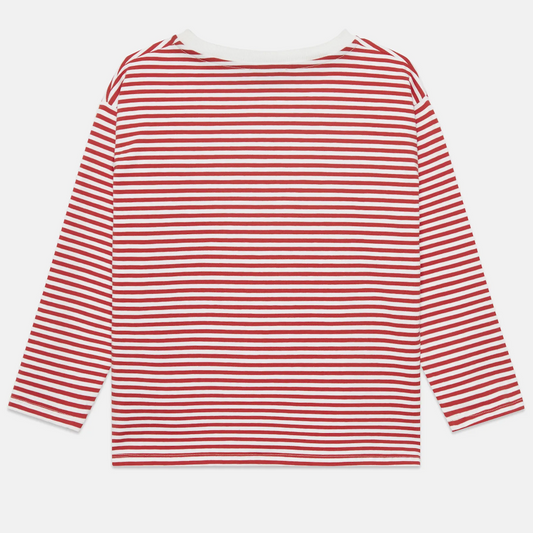 Pom Pom Dog L/S T-Shirt - Stripes Red and White