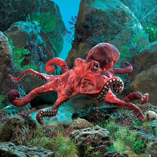 Folkmanis Red Octopus Hand Puppet detail
