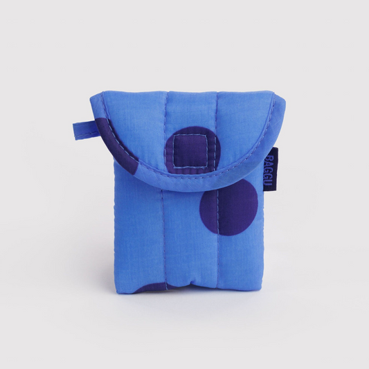 Puffy Earbuds Case Blue Polka Dot