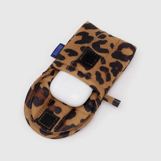 Puffy Earbuds Case Leopard