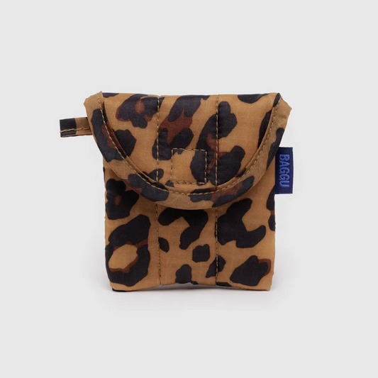 Puffy Earbuds Case Leopard
