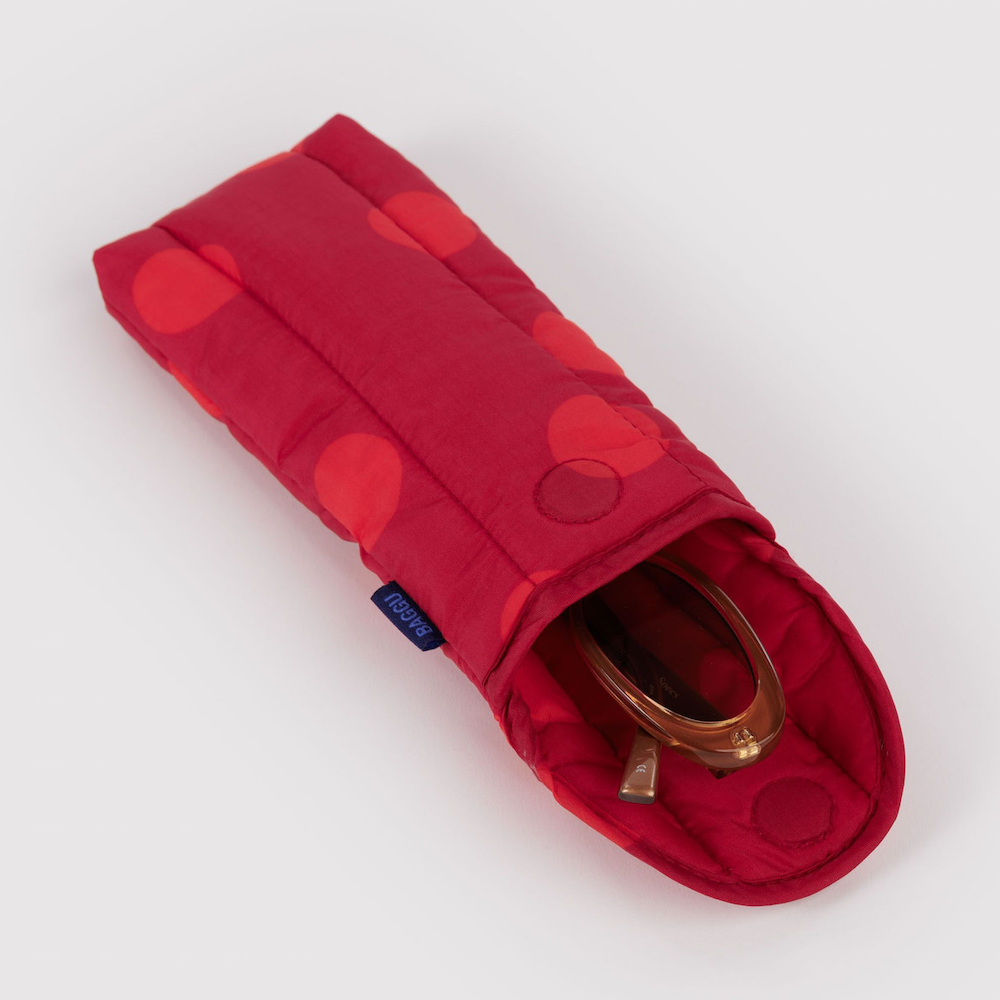 Puffy Glasses Sleeve Red Polka Dot