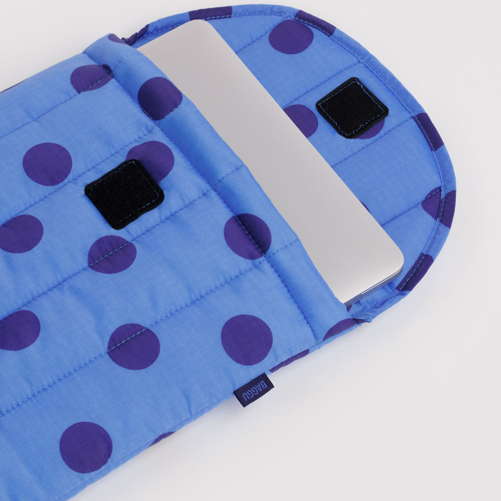 Puffy Laptop Sleeve 13"/14" Blue Polka Dot
