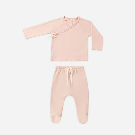 Wrap Top + Footed Pant Set Dusty Rose