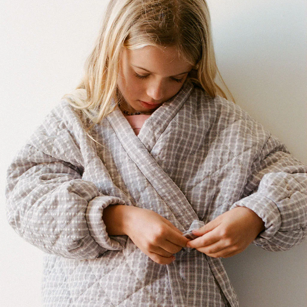 Quilted Jacket Mauve Plaid