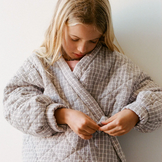Quilted Jacket Mauve Plaid
