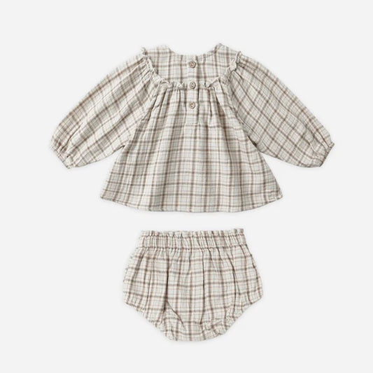 Mia Top + Bloomer Set Blue Plaid