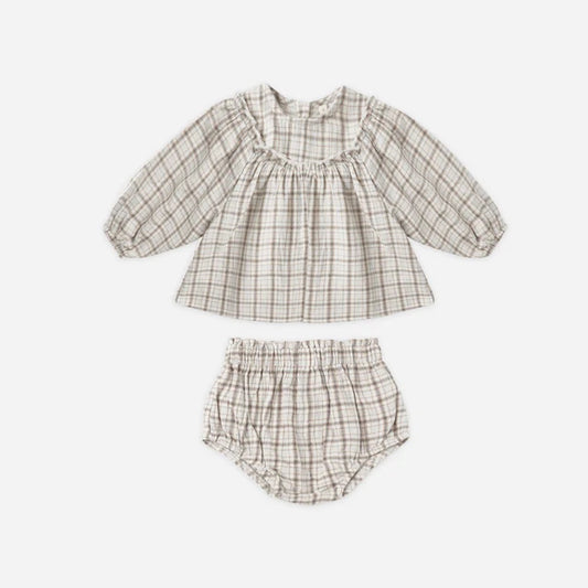 Mia Top + Bloomer Set Blue Plaid