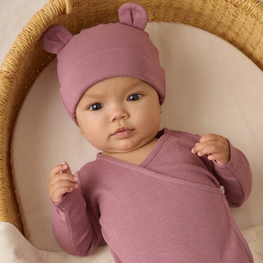 Pointelle Wrap Footie Mulberry