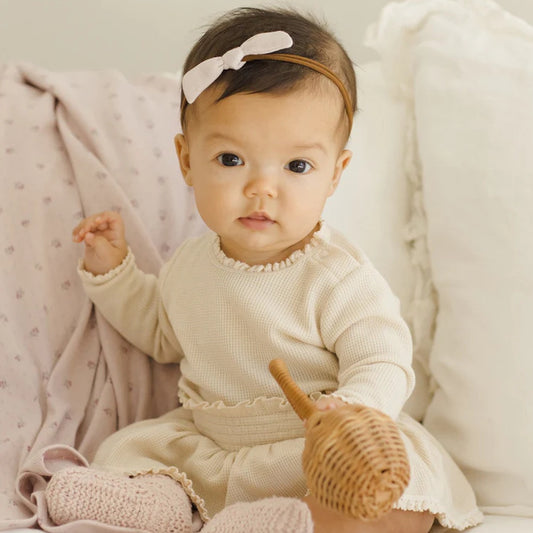 Waffle Long Sleeve Bodysuit Natural