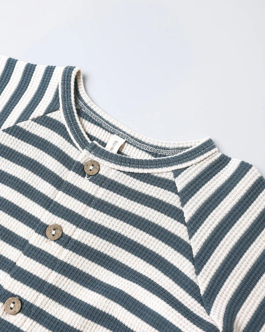 Waffle Long Sleeve Jumpsuit Ocean Stripe
