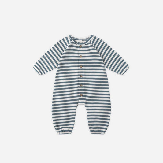 Waffle Long Sleeve Jumpsuit Ocean Stripe