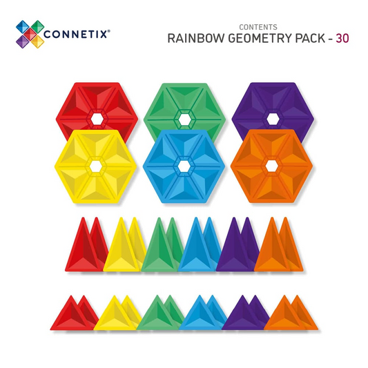 Magnetic Tiles 30 Piece Rainbow Geometry Pack