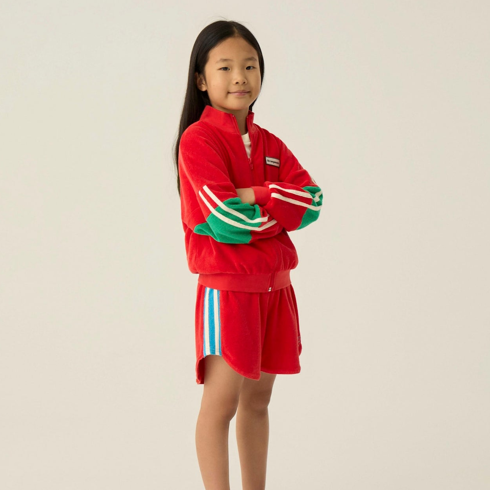 Red Colour Block Shorts