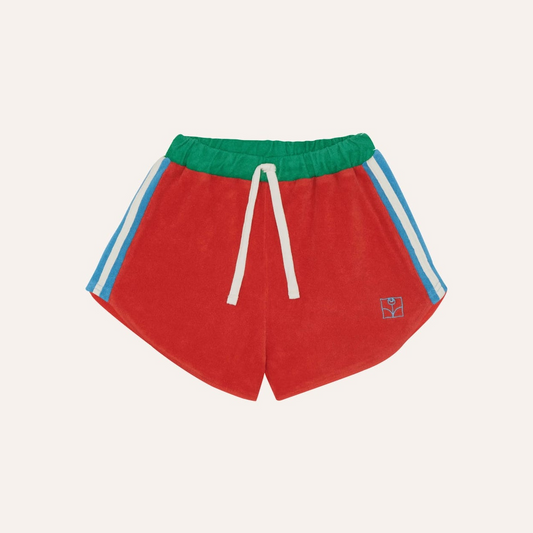 Red Colour Block Shorts