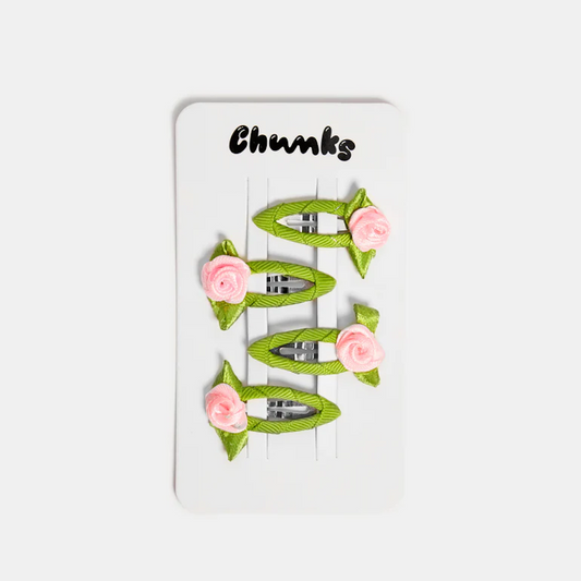 Rosette Snap Clips In Blush