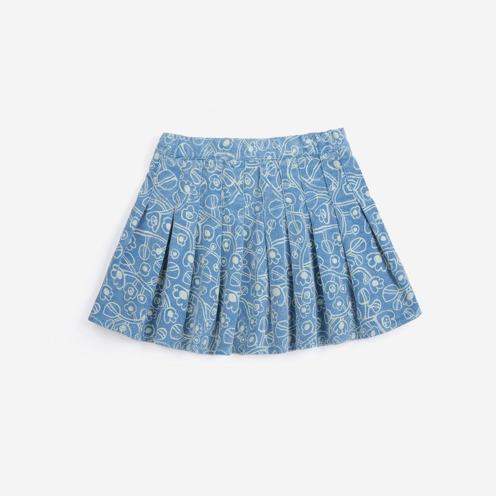 Sketchy Flowers All Over Corduroy Skirt