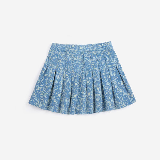 Sketchy Flowers All Over Corduroy Skirt