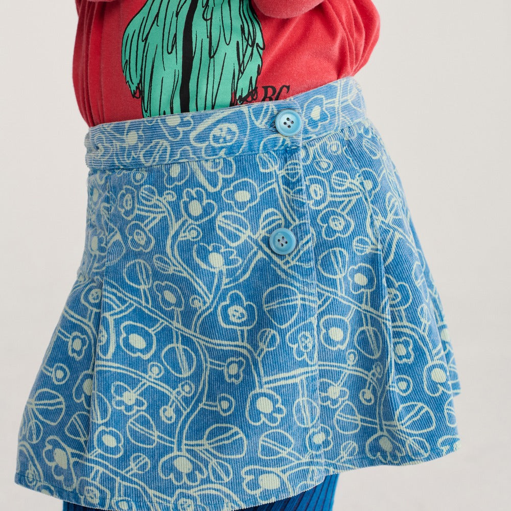 Sketchy Flowers All Over Corduroy Skirt