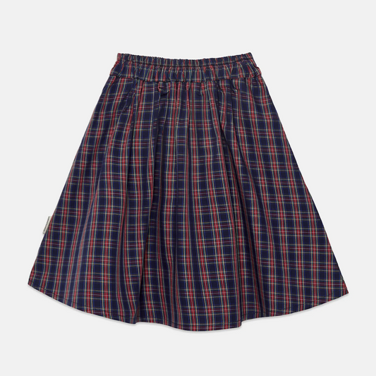 Checkered Skirt Poplin - Blue and Red