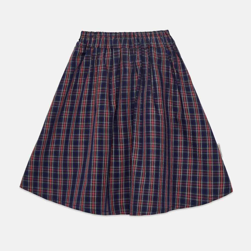 Checkered Skirt Poplin - Blue and Red