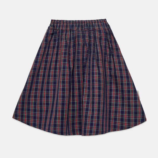 Checkered Skirt Poplin - Blue and Red