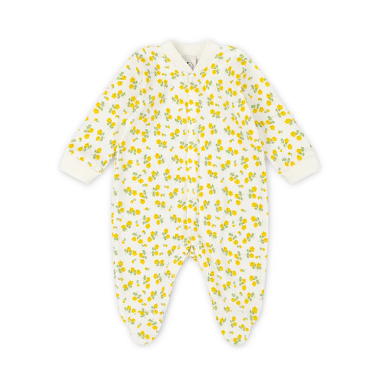 Baby Sleepsuit | Tea Floral Yellow