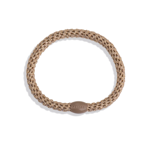 Slim Beige Glitter Hair Tie