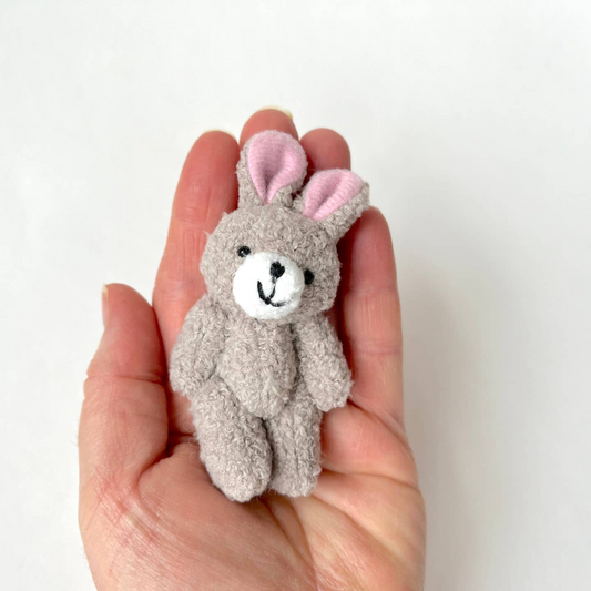 Miniature Plush Bunny Rabbit Grey