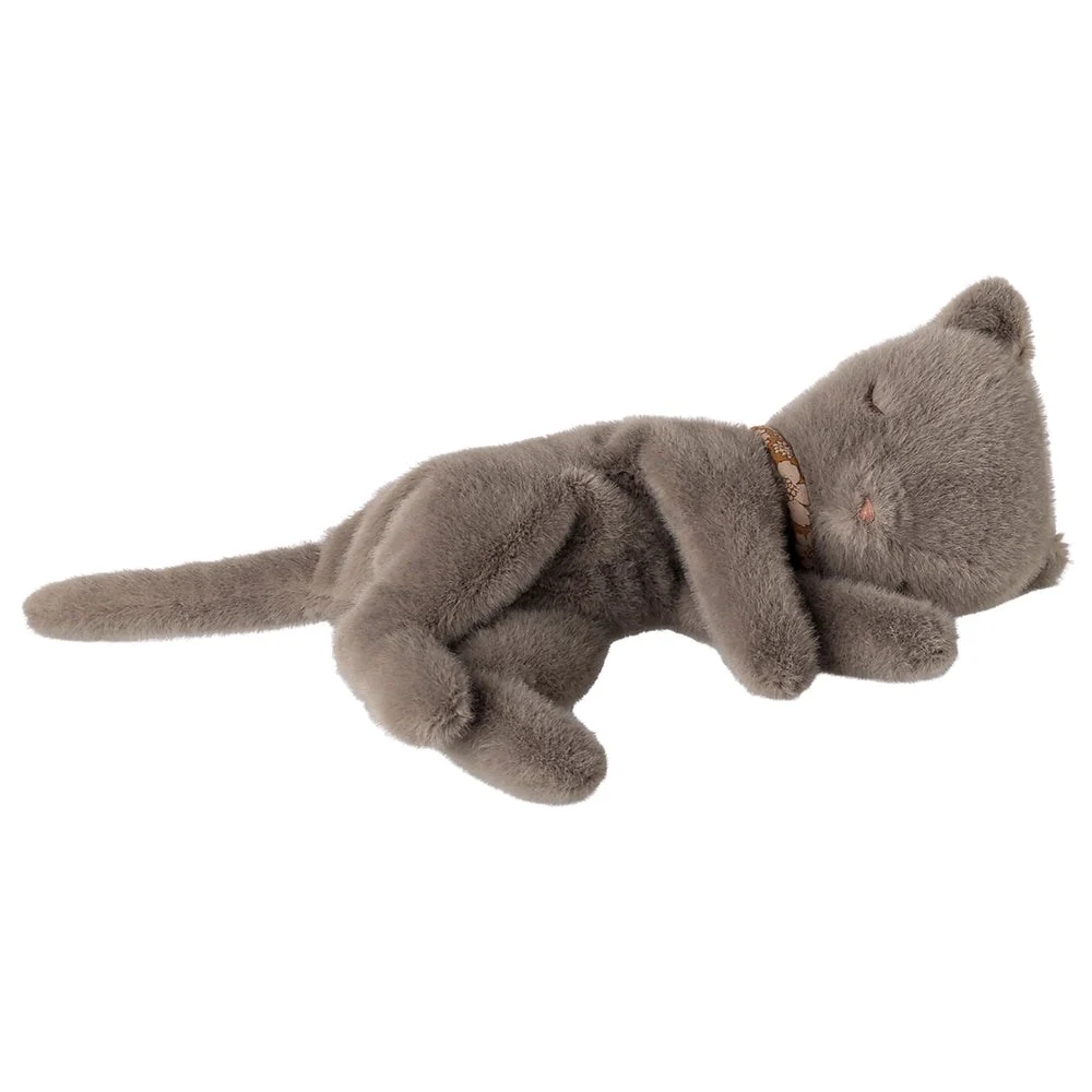 Sleeping Kitten Plush Small Grey