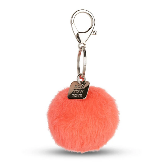 Smiley Keychain Eco Fuzzy Bright Coral