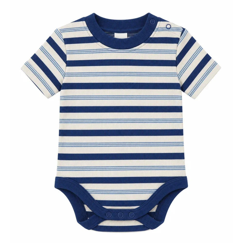 Short Sleeve Baby Body Triple Blue Stripe