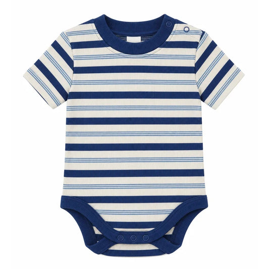 Short Sleeve Baby Body Triple Blue Stripe