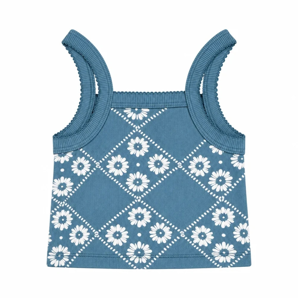 Classic Cropped Singlet Blue Vintage Floral