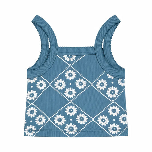 Classic Cropped Singlet Blue Vintage Floral