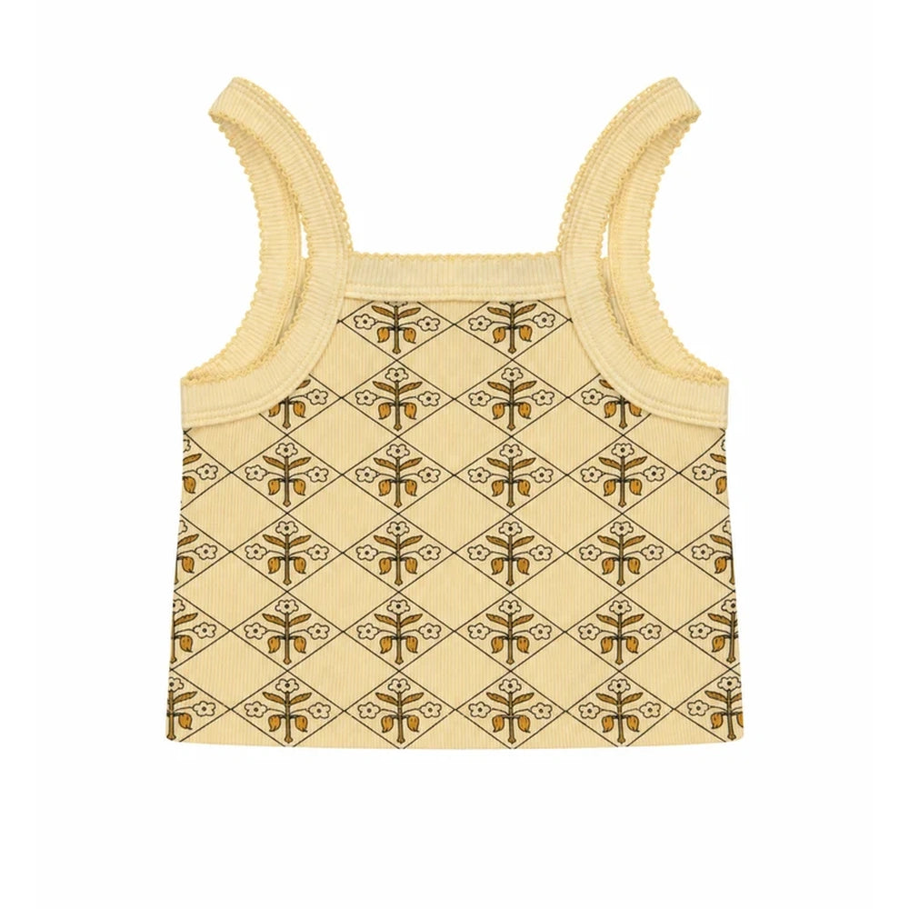 Classic Cropped Singlet Yellow Vintage Floral