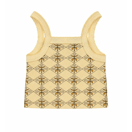 Classic Cropped Singlet Yellow Vintage Floral
