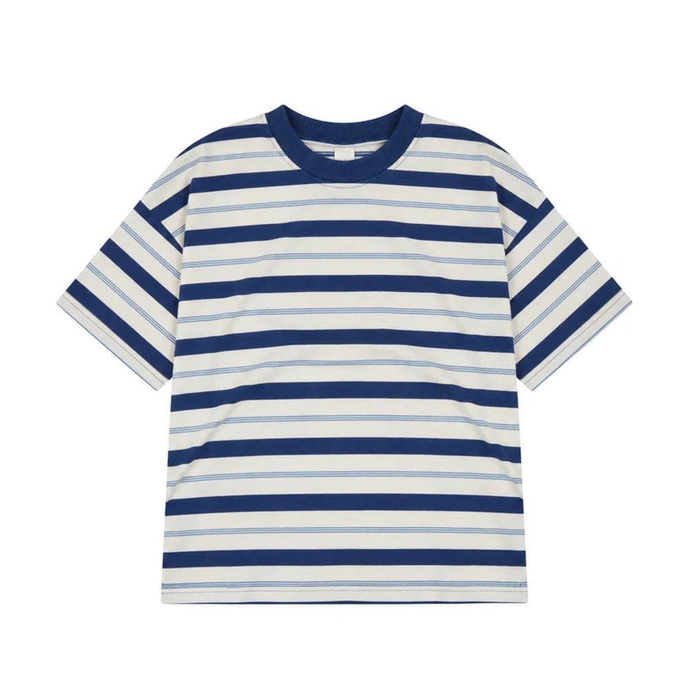 Oversized Tee Triple Blue Retro Stripe