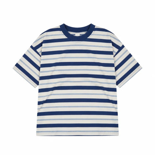 Oversized Tee Triple Blue Retro Stripe