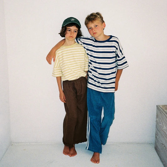 Oversized Tee Triple Blue Retro Stripe