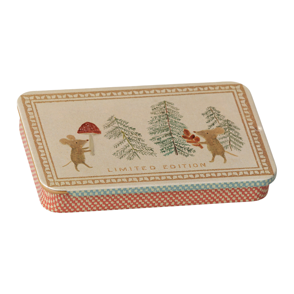 Metal Box Sliding Lid Christmas Mice