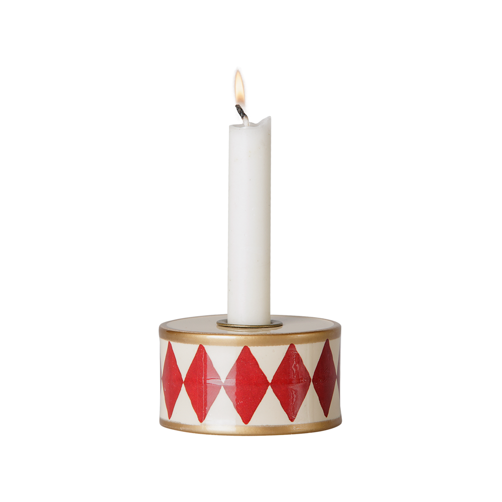 Candle Holder Drum Red-Off White